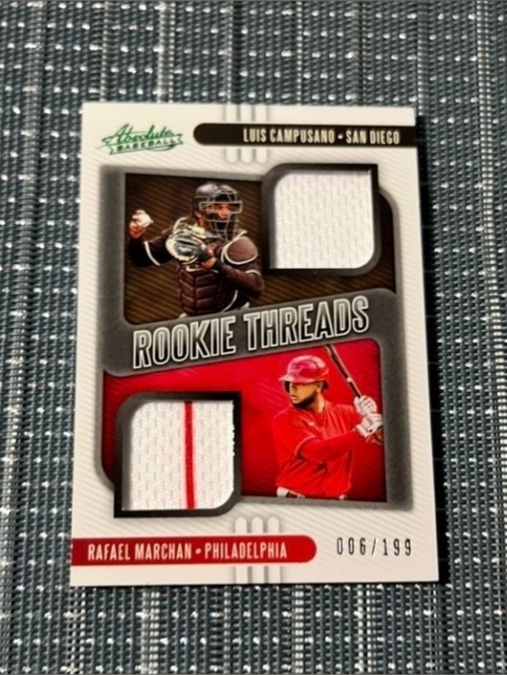 Num Duo RC: 006/199 & 2 Patch Jersey ⚾️ DUO Absolute Baseball RC Threads #RTS-LC